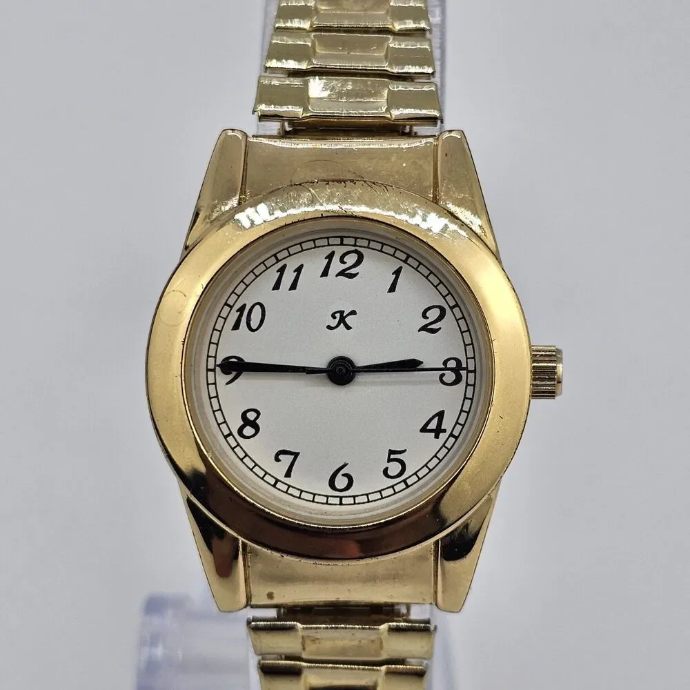 28MM Women's Watch White‎ Dial Gold Case Expandable Band 6
